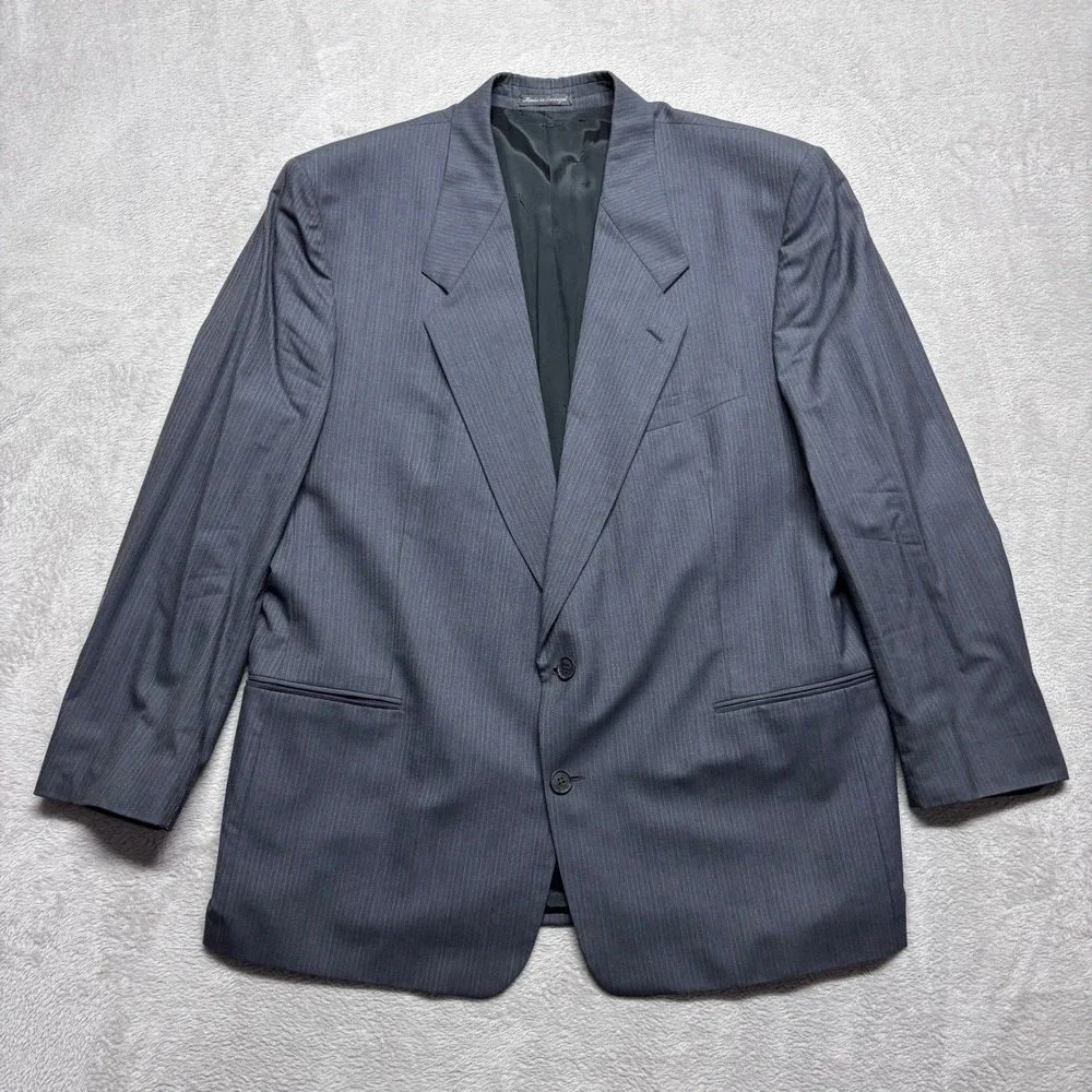 Yves Saint Laurent Blazer Mens XL Grey Pinstripe Wool Two Button EUC Portugal